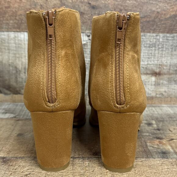 Mi.iM Springfield Tan Suede Embroidered Block Heel Booties Ankle Boots Size 10 - Picture 8 of 13